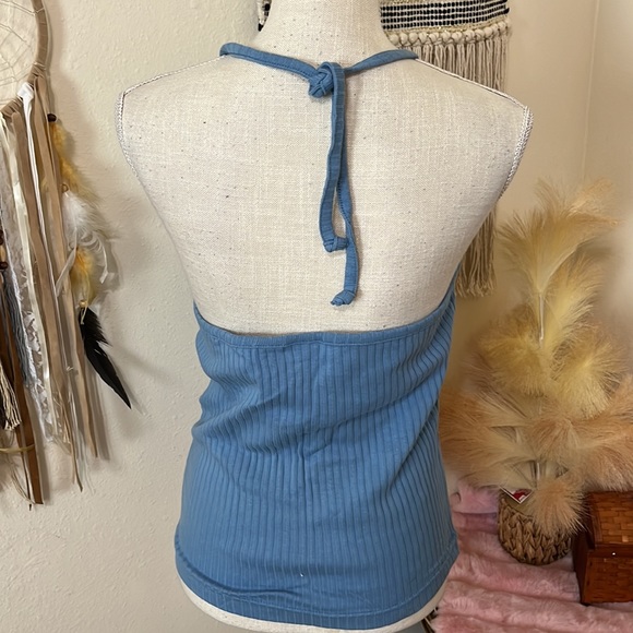 Newport News Powder Blue Halter Top/ 100% Cotton/ Large - Picture 5 of 6